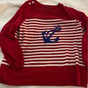 Talbots Vibrant Red anchor sweater
